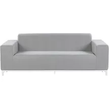 Beliani Gartensofa Stoff grau mit Metallgestell weiß Outdoor Indoor Modern Rovigo