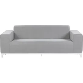 Beliani Gartensofa Stoff grau mit Metallgestell weiß Outdoor Indoor Modern Rovigo