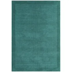 Kadima Design Wollteppich handgewebt strukturiert | 120x170cm, Florhöhe 0,9cm, Gesamthöhe 1,9cm | Türkis | modern, komfortabel | Arbeitszimmer | STOW