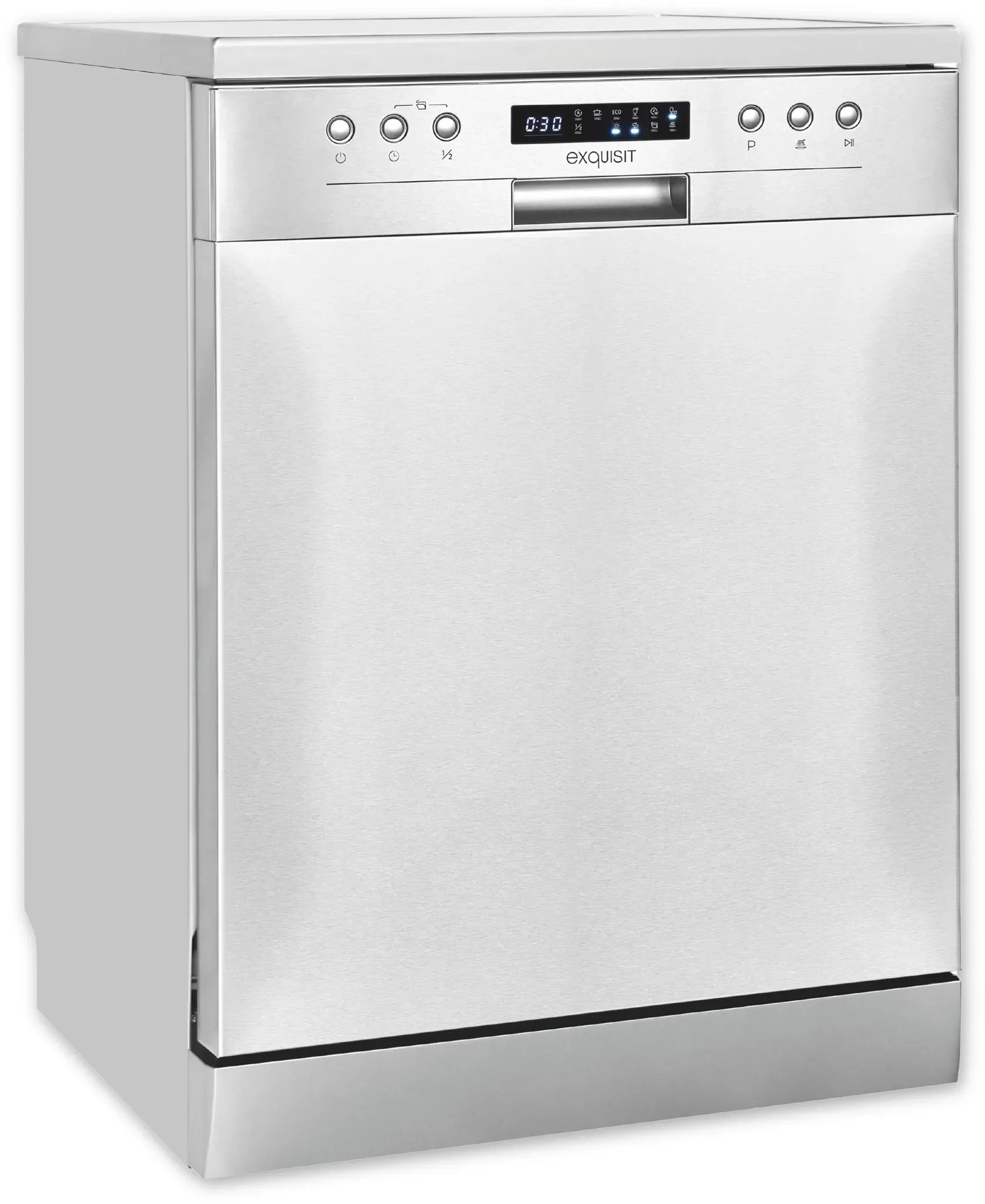 EXQUISIT Standgeschirrspüler, Energieeffizienz: D (A-G), silber (silberfarben), B:59,8cm H:84,5cm T:60cm, Geschirrspüler, Stand-/Unterbaugerät, 14 Maßgedecke – 6 Programme mit LED & Timer