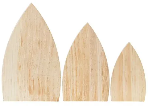 Dreiecke aus Holz, gerundet, 15 cm, 20 cm und 25 cm