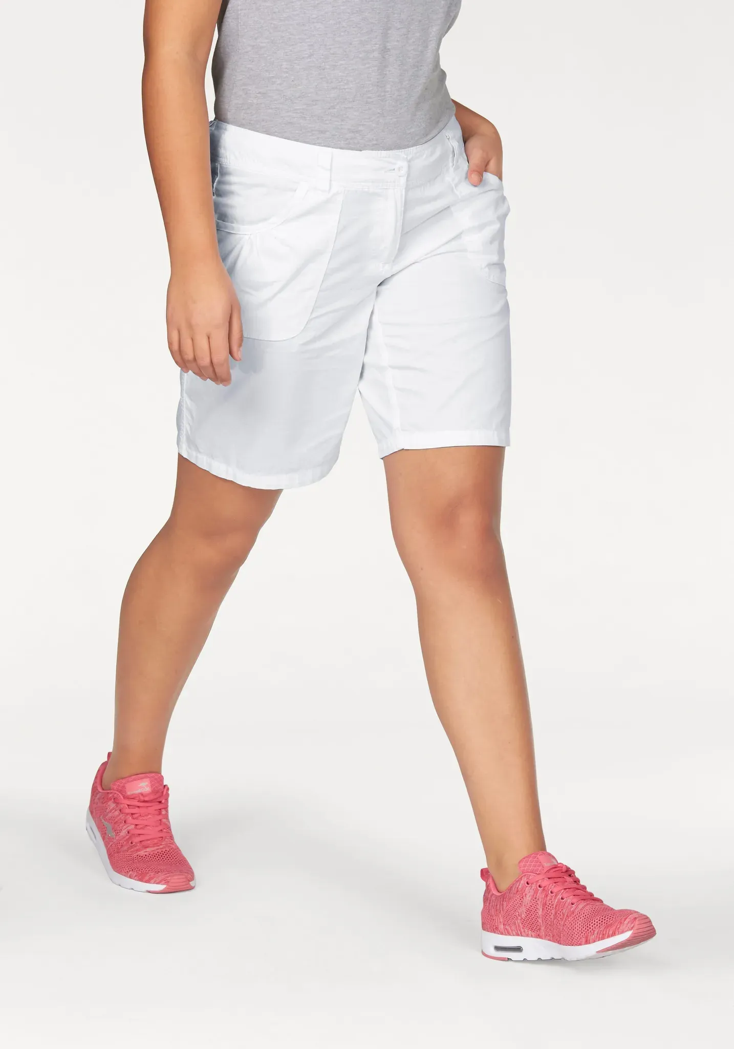 Bermudas KANGAROOS, Damen, Gr. 46, N-Gr, weiß, Web, Obermaterial: 100% Baumwolle, unifarben, schmal kurz, Hosen Shorts Strandshorts, krempelbar, Topseller