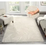 OTTO home Teppich OTTO HOME "Samia, Hoch-Tief-Struktur", creme, B:200cm H:19mm L:300cm, Kunstfaser, Teppiche, Teppich, leichter Glanz, Floral, Blätter, Modern, Wohnzimmer, Schlafzimmer