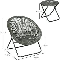 Outsunny - Garten-Bistroset - 76L x 77B x 78H cm - grau