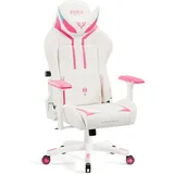 Diablo Chairs Diablo X-Ray Gaming Stuhl Bürostuhl Schreibtischstuhl 3D Armlehnen Ergonomisches Design HQ Kunstleder Perforation Wippfunktion Pink-Weiß Normal (L)