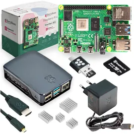 BerryBase Raspberry Pi 4 Starterkit, 64GB microSDHC inkl. Pi OS, Gehäuse, Netzteil, HDMI-Kabel und Zubehör - RAM: 4GB - Farbe: schwarz