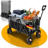 MaderaBlocks Bollerwagen Bollerwagen faltbar Hand-Wagen Strand Leiterwagen Garten Leiterwagen grau|schwarz