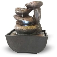 NATIV Zimmerbrunnen Tischbrunnen Steine, Wasserspiel mit Beleuchtung und Pumpe, 13,30 cm Breite, (inkl. Pumpe), Komplettset mit Pumpe grau