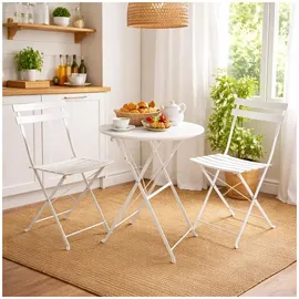 Hti-Living Gartentisch Ø 55 x 68 cm Creme/Weiß