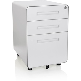 HJH Office Rollcontainer COLOR PLUS I Stahl Weiß Schubladenschrank mit Rollen, A4 Hängeregister, abschließbar