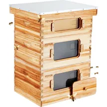 Vevor Bienenstock, Zander Beute für 30 Rahmen, mit Bienenwachs beschichtetes Holz, 2 tiefe + 1 mittelgroßer Bienenkasten, Langstroth-Bienenstock-...