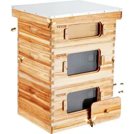 Vevor Bienenstock, Zander Beute für 30 Rahmen, mit Bienenwachs beschichtetes Holz, 2 tiefe + 1 mittelgroßer Bienenkasten, Langstroth-Bienenstock-...