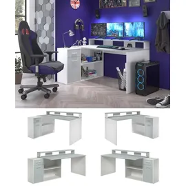 VCM GamerBüro Büromöbel Gamer, 1 Tür, 1 Schublade, 2 Offene Fächer weiß , grau.