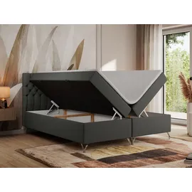 MKS Meble MKS Boxbett, Dunkelgrau, 2-Sitzer, H3, 7-Zonen, Rechteckig, 160x200 cm, Schlafzimmer, Betten, Boxspringbetten