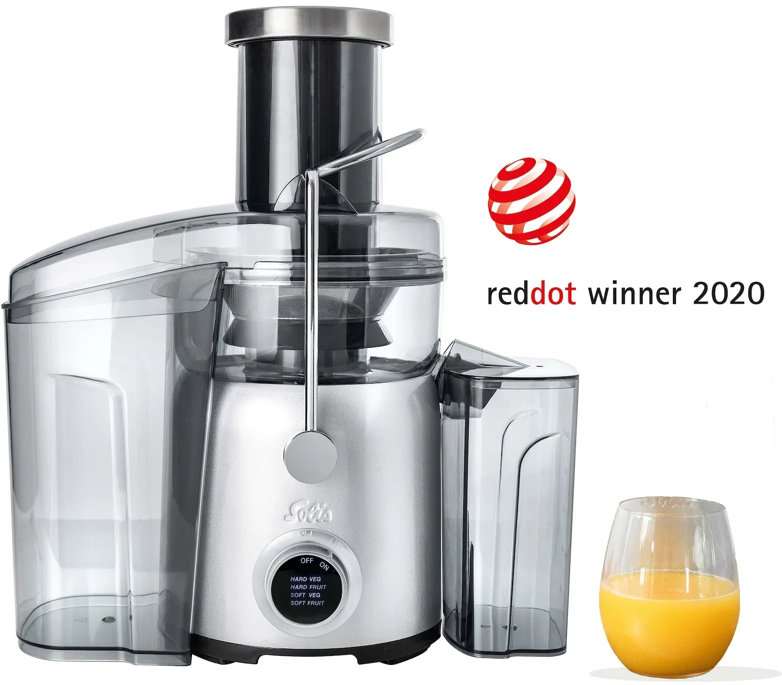 Solis Juice Fountain Compact 8451 Entsafter Gemüse und Obst — Saftpresse — Leistungsstarker Saft- und Suppenmixer — 4 Geschwindigkeitsstufen — Leicht zu Reinigen — Edelstahl