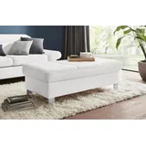 exxpo - sofa fashion Hocker EXXPO - SOFA FASHION "Fiji Bankhocker mit Staufach unter der Sitzfläche", weiß (altweiß), B:116cm H:45cm T:70cm, Luxus-Kunstleder;Webstoff (100% Polyester);Webvelours (100% Polyester), Hocker, Polsterhocker, elegant modern mit toller