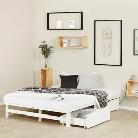 Homestyle4u Holzbett 140 x 200 cm Weiß