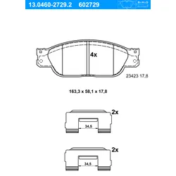 ATE Bremsbelagsatz, Scheibenbremse vorne rechts links mit Zubehör für JAGUAR XR813324 13.0460-2729.2