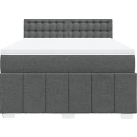 vidaXL Boxspringbett mit Matratze Dunkelgrau 140x200 cm Stoff