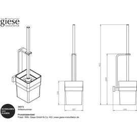 Giese WC-Bürstengarnitur Gifix Tono Wandmodell Schwarz
