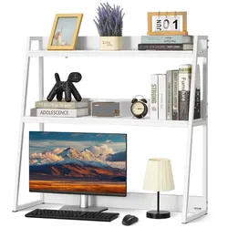 VEVOR Schreibtischregal Tischorganizer Tischregal 2-stufig Bücherregal Weiß