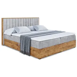 altdecor BOXBETT mit Matratze H3 und Lattenrost - 160x200 - Hellgrau
