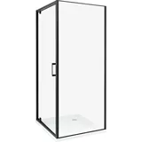 Beliani Duschkabine Einzeltür rechts 80 x 185 cm Schwarz/Sicherheitsglas