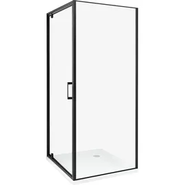 Beliani Duschkabine Einzeltür rechts 80 x 185 cm Schwarz/Sicherheitsglas