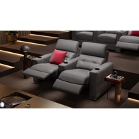 Leder 2 Sitzer Sofa BARI mit Sitztiefenverstellung Kinosofa - Grau