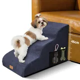 Zvonema Hundetreppe für Kleine Hunde, Hundetreppe Bett, Tragbar Waschbar Haustiertreppe, Haustiertreppe 3 Stufen aus Hochdichtem Schaumstoff, Hunderampe für Hunde und Katzen