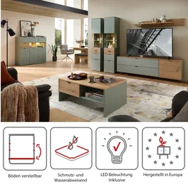 Innostyle Highboard INA 125 x 125 x 45 cm Schilfgrün/Eiche