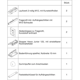 HAWA Junior 120/B Schiebetürbeschlag-Set Schwarz