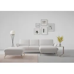 Ecksofa SIT & MORE "Fashion L-Form", silber, B:253cm H:84cm T:165cm, Sofas, wahlweise mit Kopfteilverstellung, Vorziehsitz, motorisch, Nickelfüße
