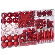 CASARIA Deuba Weihnachtskugeln 102er Set Christbaumkugeln Weihnachtsbaumkugeln Weihnachtsbaumschmuck Rot