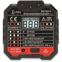 VA LABS Steckdosentester mit RCD-Prüfung und LCD
