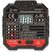 VA LABS Steckdosentester mit RCD-Prüfung und LCD