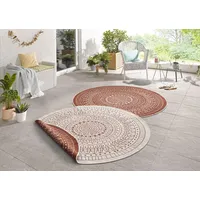 HANSE HOME Northrugs Porto In- und Outdoor Teppich Rund – Runder Wendeteppich Wasserfest Mandala Design Flachgewebe Teppich Wetterfest für Balkon, Terrasse, Garten, Wohnzimmer in Terra Creme, ⌀240cm
