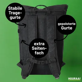 Hellweg Druckerei Kurierrucksack Mönchengladbach verliebt 30-44 Liter Black Melange Fairtrade Rolltop Rucksack Geschenkidee - Schwarz