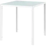 Quadratischer Esstisch für 4 Personen, Tischplatte aus Hartglas, für Küche und Esszimmer, 75 x 75 x 75 cm, Weiß - Weiß