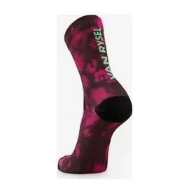 VAN RYSEL EDR Radsocken 39-42 Grün/Rosa/Schwarz
