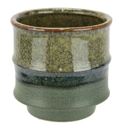 Dekovase I.GE.A. "Topf aus Keramik", grün, B:15cm H:15cm, Keramik, Vasen, Blumentopf geriffelt Zylinderform Übertopf Keramikvase Deko Dekovase
