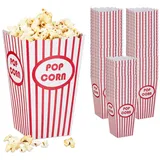 Relaxdays Popcorntüten, 60er Set, gestreift, Retro-Optik, Kino, Filmabend Zubehör, Pappe, Popcornbehälter, rot/weiß
