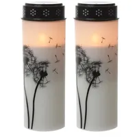 MARELIDA 2er Set LED Grabkerze Grablicht Pusteblume H: 21cm in weiß/schwarz | Gr.: onesize