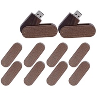USB-Speicherstick aus Holz, drehbar, USB 2.0, 32 GB, Speicherstick, Datenspeicherung, 10 Stück