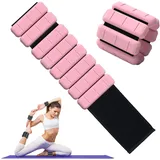 TOPESCT Tragbare Handgelenk-Knöchelgewichte 2er-Set(je 1 lb/2 lbs),verstellbares Gewichtsmanschetten Armgewichtsarmband für Krafttraining,Gehen,Laufen,Pilates,Joggen,Yoga (Rosa, 2lbs/each)
