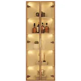 Merax LED Eckvitrine 62×35×160 cm, Vitrinenschrank mit gehärteten Glastüren & Beleuchtung, Sammlungsvitrine, Bücherregal, Eckschrank, Weiß