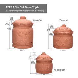 Mambocat 3er Set Terra Tontöpfe braun 3 x 1,5 l