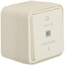 Berker W.1 - Kontroll-Ausschalter 2-pol. mit Linse und Aufdruck " Heizung Notschalter-0 - I"  (polarweiß)