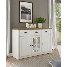 furn.design Sideboard Seyne 130 x 86 cm Weiß / Eiche