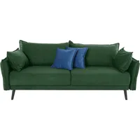 Schlafsofa INOSIGN "Asra" Sofas Gr. B/H/T: 228cm x 95cm x 104cm, Samtvelours, mit Bettfunktion-mit Bettkasten, grün (flaschengrün/olivegrün) incl. Bettfunktion und Bettkasten, Seitentasche im Armteil, Federkern